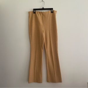 Maeve by Anthropologie Mustard Gingham Kick Flare Crop Pants